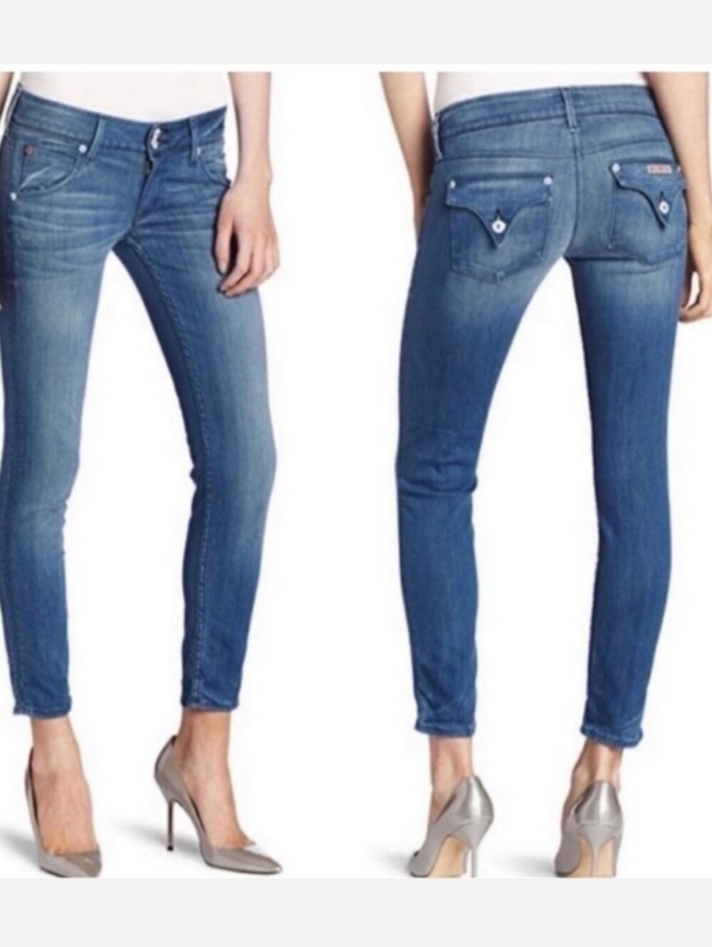 Hudson Skinny Ankle  Collin Flap Pocket Jeans Sz 27 EUC 31" Long